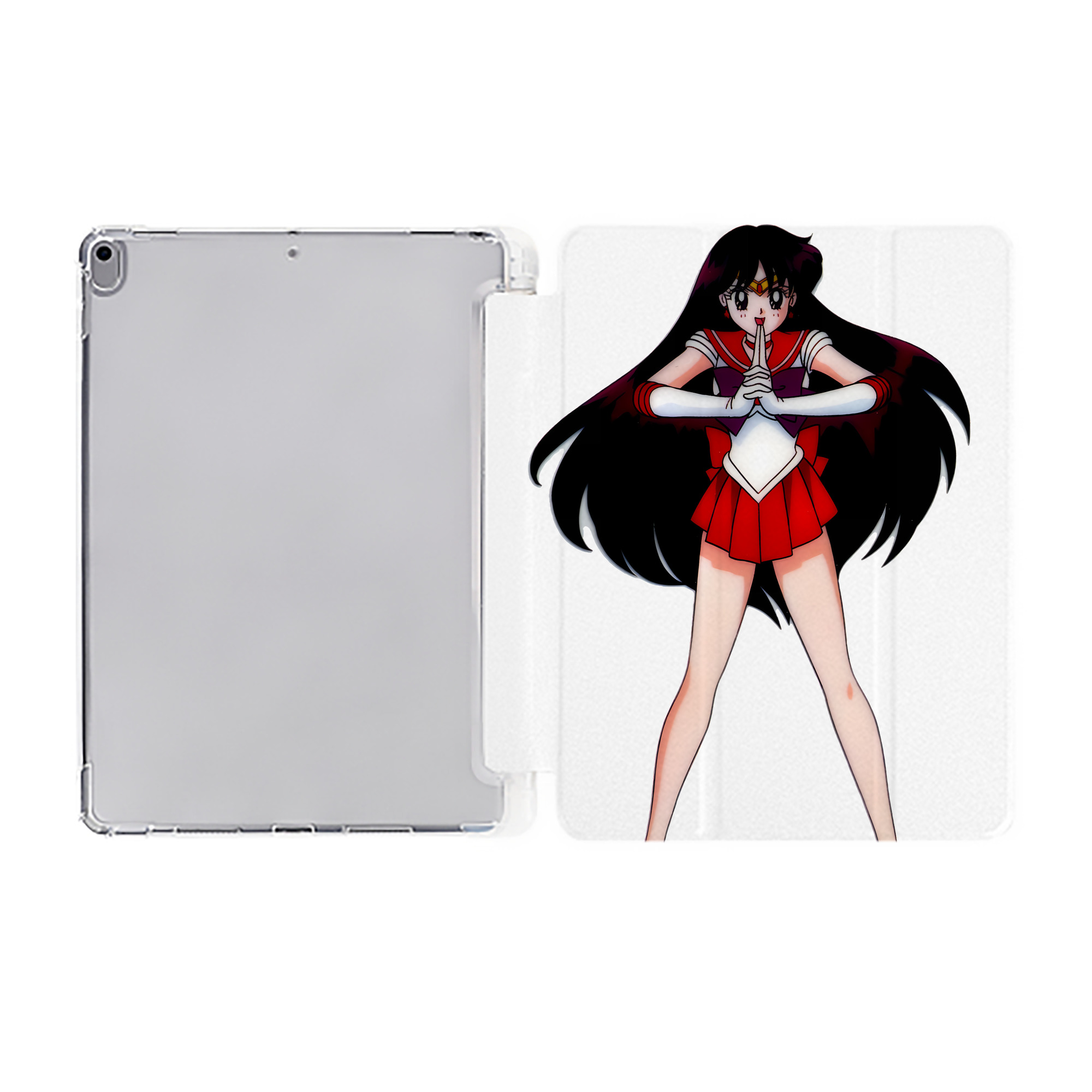 （画像用） 美少女戦士セーラームーン 火野レイ ひの レイ Sailor Moon Hino Rei （セーラーマーズ,Sailor Mars） IPad ケース ペン収納付き 三つ折りスタンド PUレザー×シリコン 対応機種9.5/10.5/10.9インチ